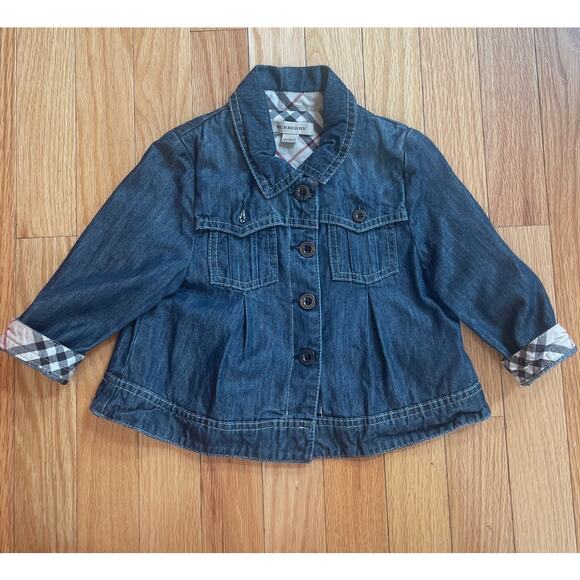 Kids Burberry Denim Jacket Size 12 M, Plaid Excellent Condition - Picture 1 of 6